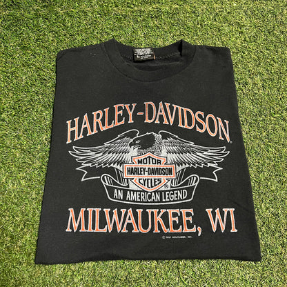 1991 Harley Davidson Milwaukee Black Tee Size XL USED v16484