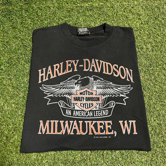 1991 Harley Davidson Milwaukee Black Tee Size XL USED v16484