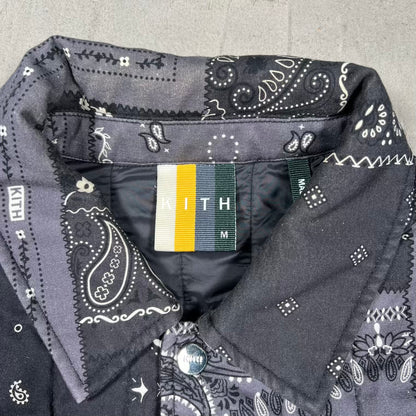 Kith Pasiley Carmine Coaches Black Button Up Jacket Size Medium USED x18280