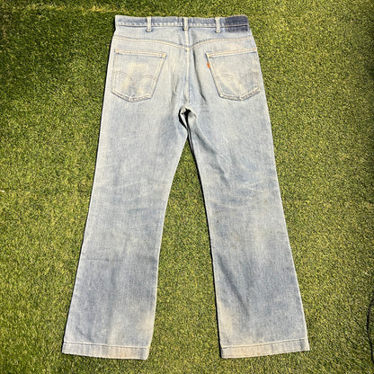 Levis 70s Big E Orange Tab Blue Jeans Size 32x29 USED v15896