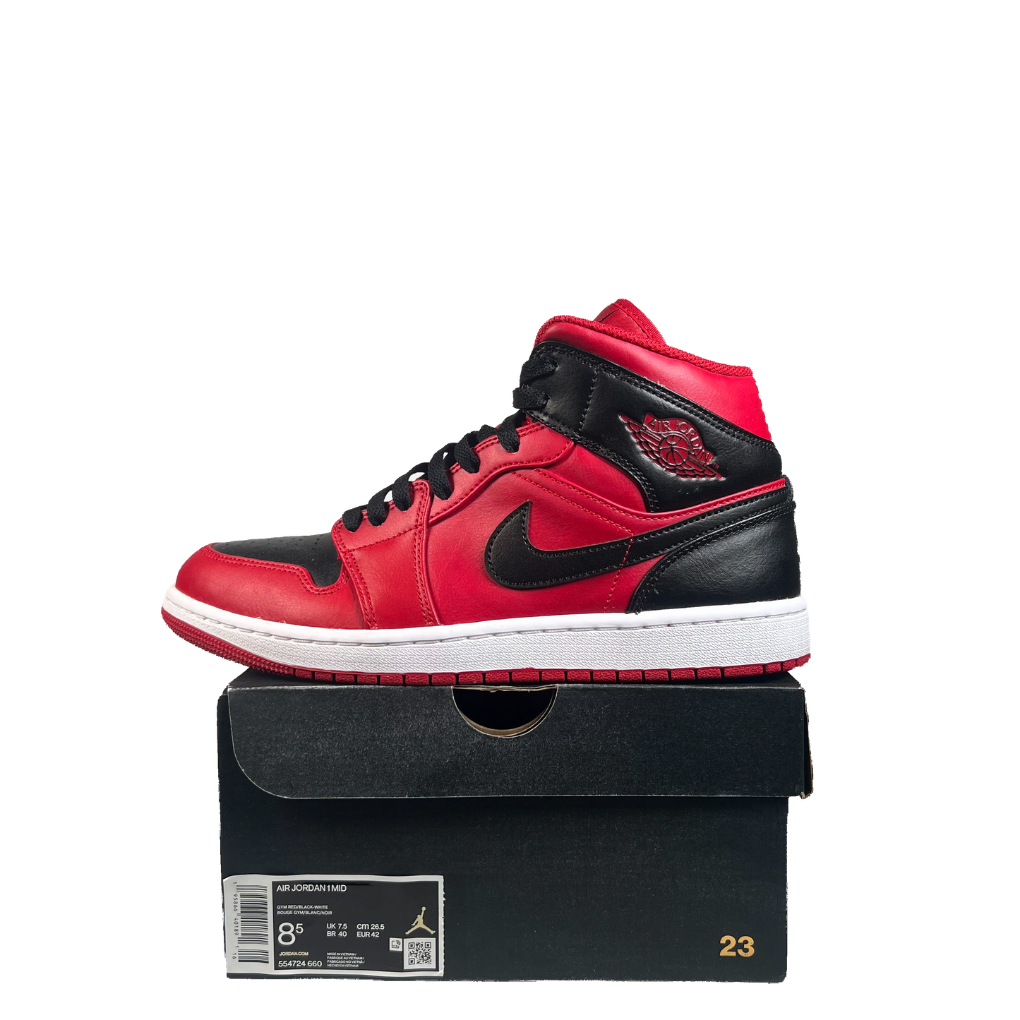 Jordan 1 Mid Reverse Bred (2021) Size 8.5 USED s21411