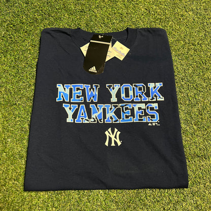 1990s New York Yankees Adidas Navy Cutoff Tee Size XL NEW v16321