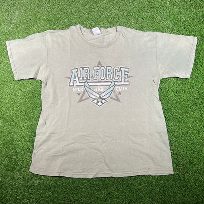 1990s Air Force Mile High Club Green Tee Size Large USED v17740