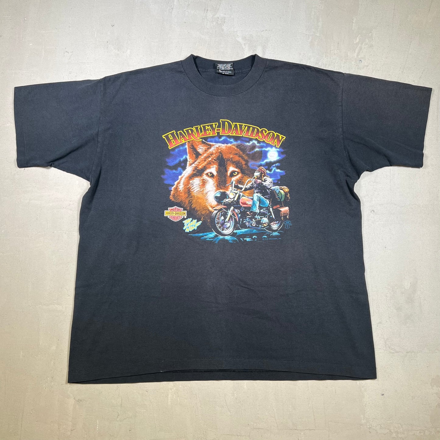 1995 Harley Davidson The Lone Wolf Sturgis Black Tee Size XL USED v19254