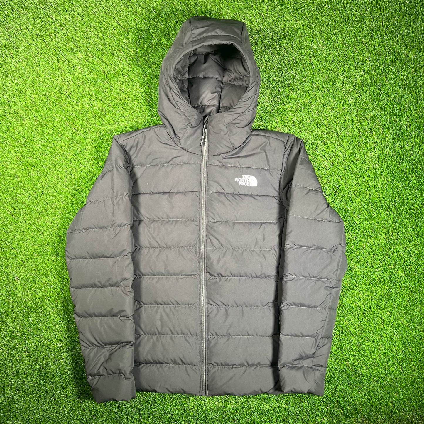North Face Dark Grey MicroDown Puffer Jacket Size Small USED v18153