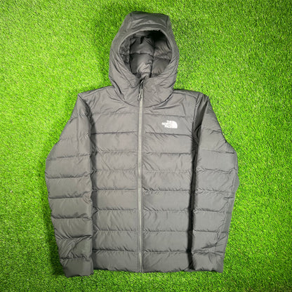North Face Dark Grey MicroDown Puffer Jacket Size Small USED v18153