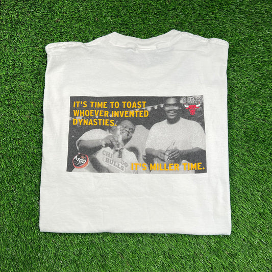 1990s Chicago Bulls White "Miller Time" Cutoff Tee Size XL USED v18519