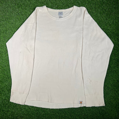 1990s Carhartt White Thermal Size XXL USED v17581