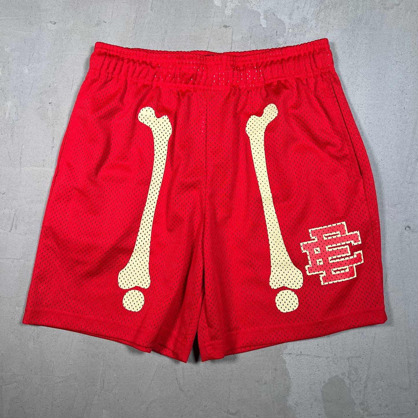 Eric Emanuel Red Leg Bone Shorts Size Medium USED x17405