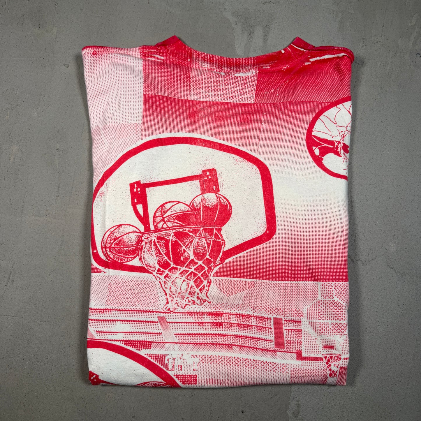 1992 Chicago Bulls Back 2 Back AOP Red/White Tee Size XL USED v16735