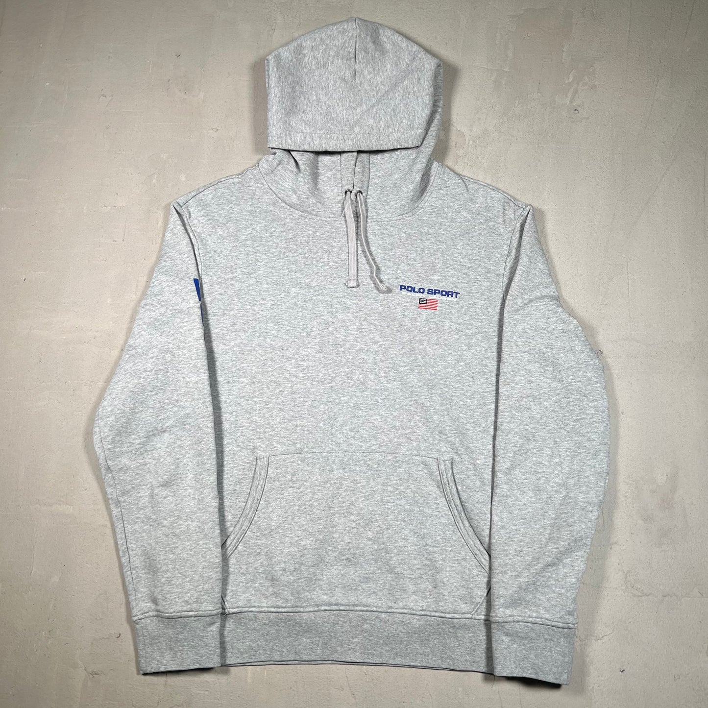 Y2K Polo Sport Ralph Lauren Grey Logo Hoodie Size Medium USED v19037