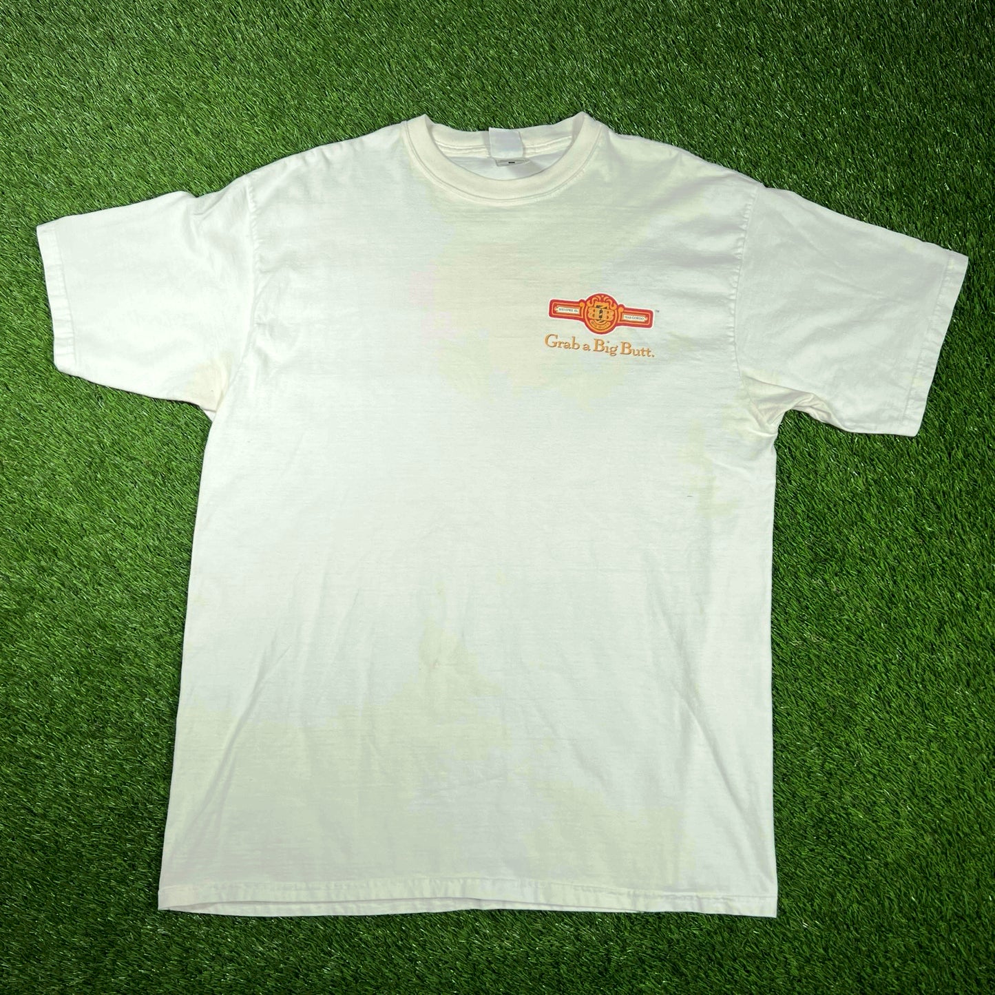 1990s Big Butt Cigars White Logo Tee Size XL USED v17381
