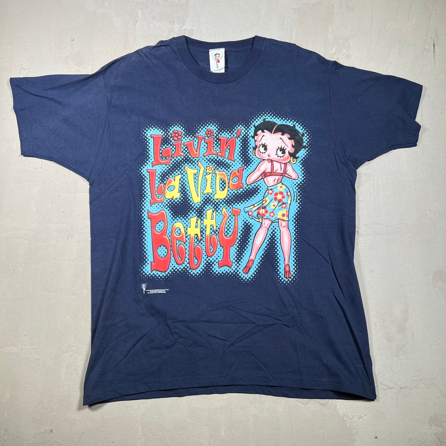 1999 Betty Boop Livin La Vida Blue Tee Size XL USED v16830