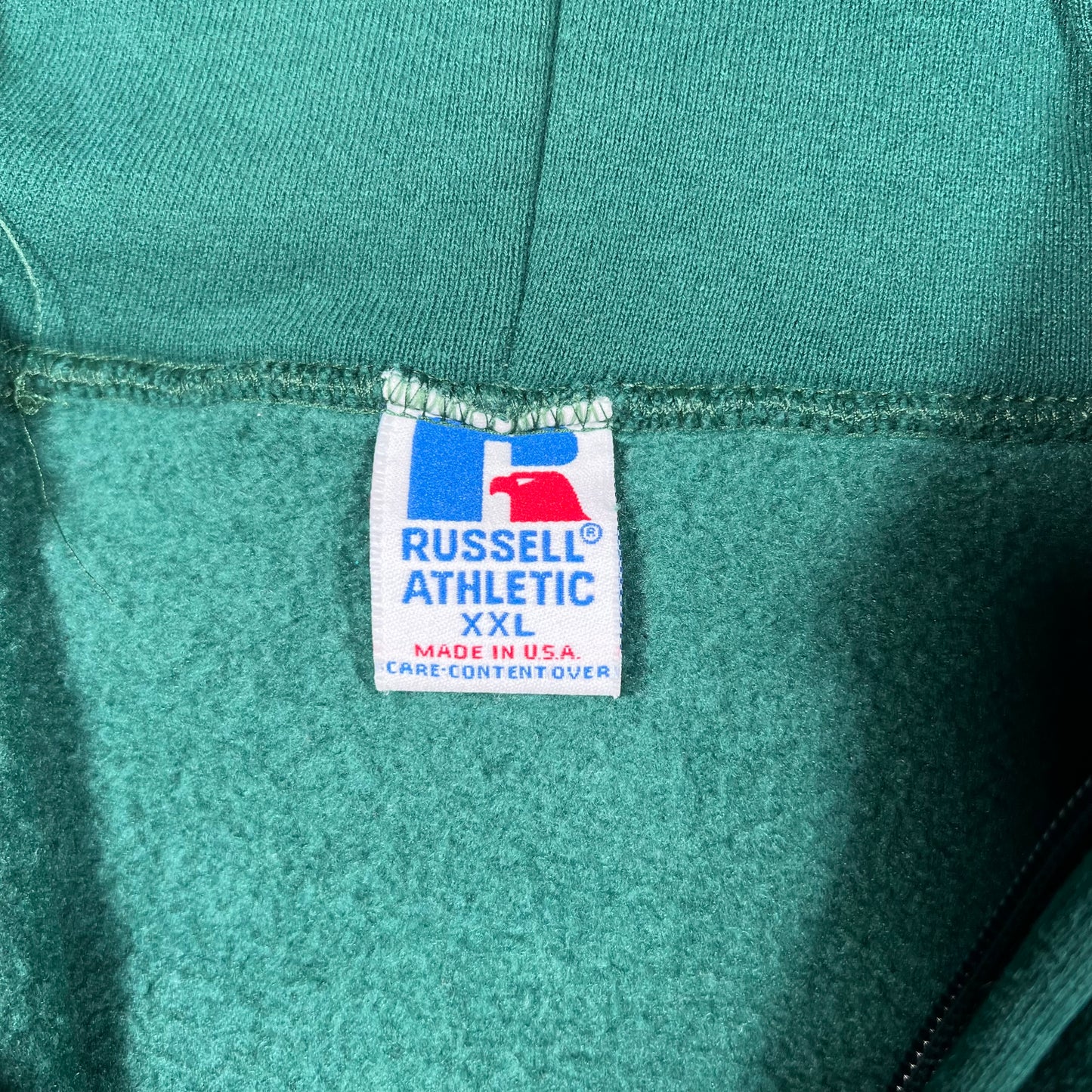 1990s Russell Athletic Green Zip Up Hoodie Size XXL NEW v17561