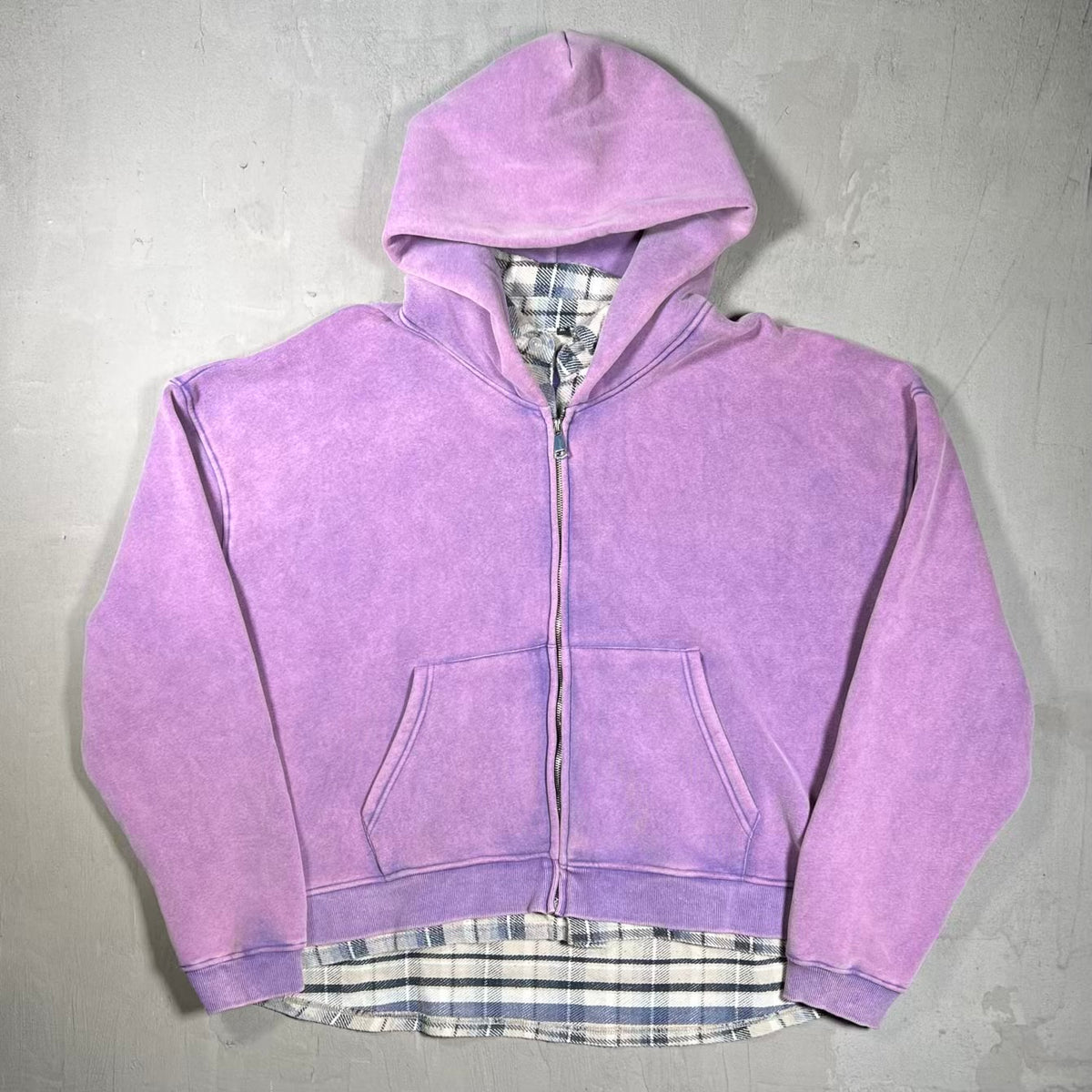 GV Gallery Raspberry Hills Cafe Washed Purple Zip Up Hoodie Size XL USED x18617