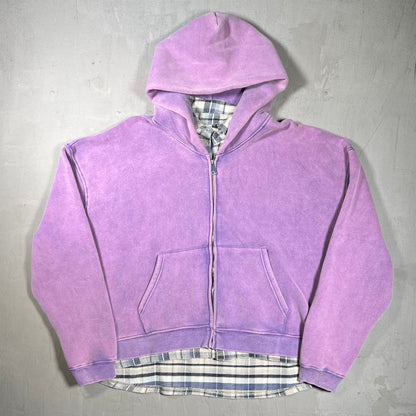 GV Gallery Raspberry Hills Cafe Washed Purple Zip Up Hoodie Size XL USED x18617