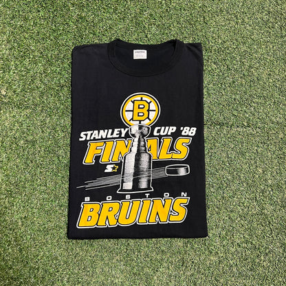 1988 Stanley Cup Finals Boston Bruins Black Tee Size XL USED v16139