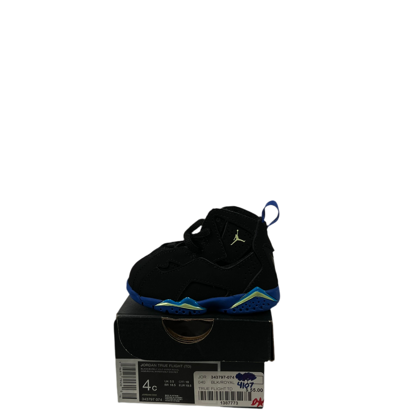 Jordan True Flight Black Hyper Royal Photo (2024) Size 4c NEW s18788