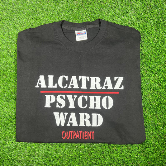 Y2K Alcatraz Psycho Ward Black Humor Tee Size XL USED v17506