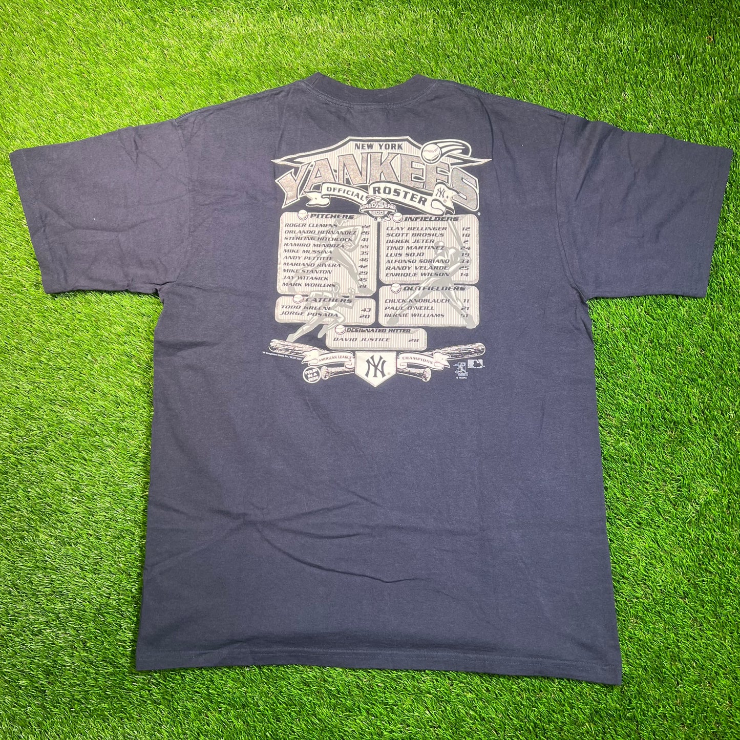 2001 New York Yankees Navy World Series Tee Size XL USED v18838