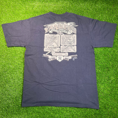 2001 New York Yankees Navy World Series Tee Size XL USED v18838
