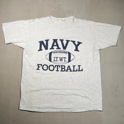 1990s Navy Football Grey Tee Size XL USED v19346
