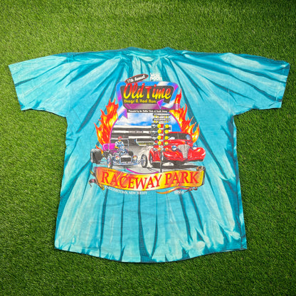 1996 Raceway Park HotRod NJ Tie Dye Tee Size Large USED v18700