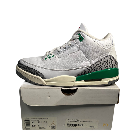 Jordan 3 Lucky Green (2023) Size 8.5m / 10w USED s17637