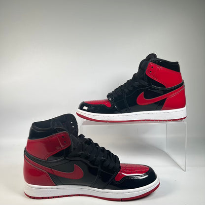 Jordan 1 High Patent Bred (2021) Size 8 USED s23432