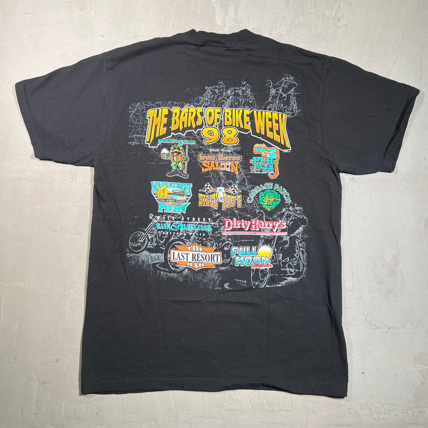 1998 "Bars of Bike Week" Black Tee Size Large USED v19368