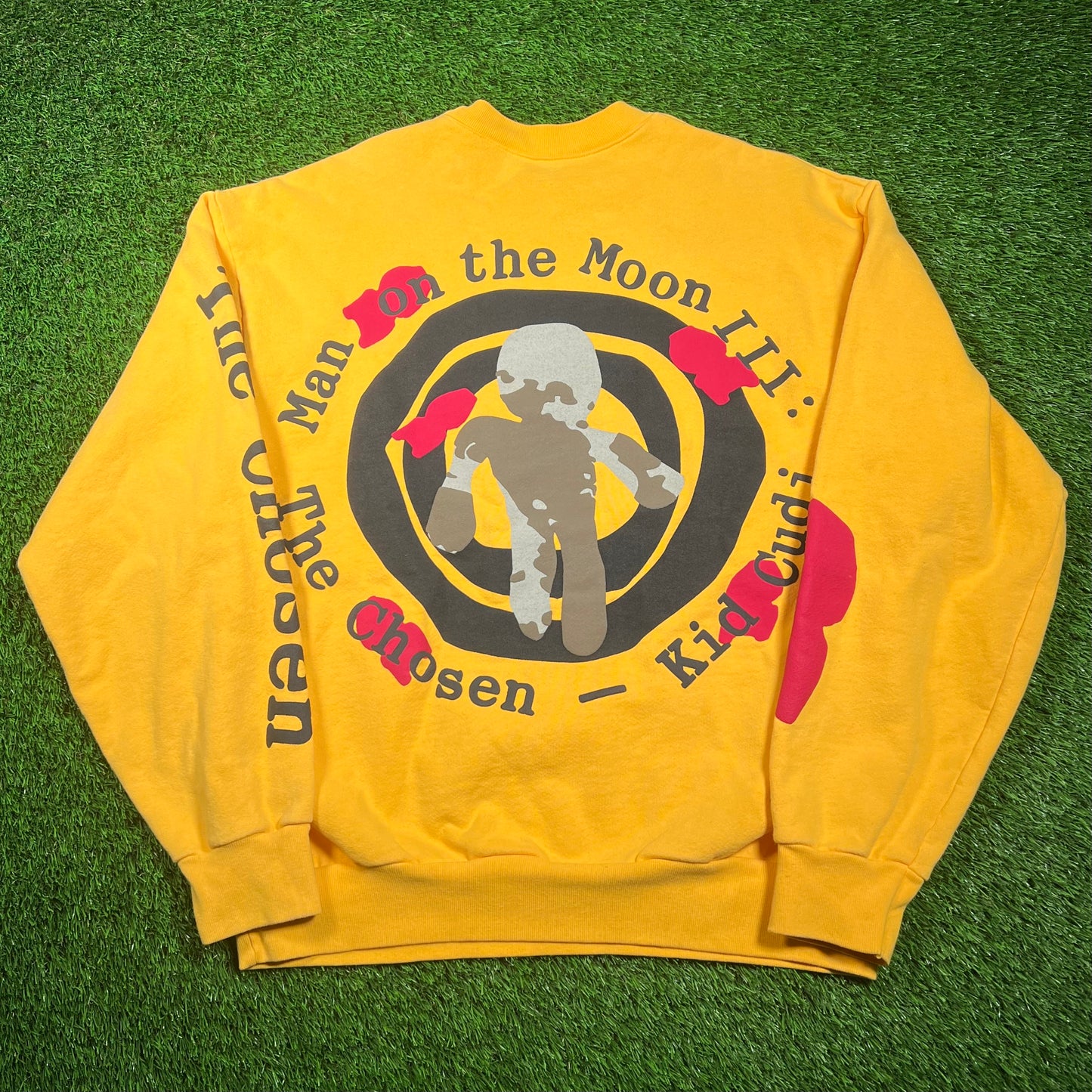 Kid Cudi CPFM Man on Moon 3 Yellow Crewneck Size Medium USED x16702