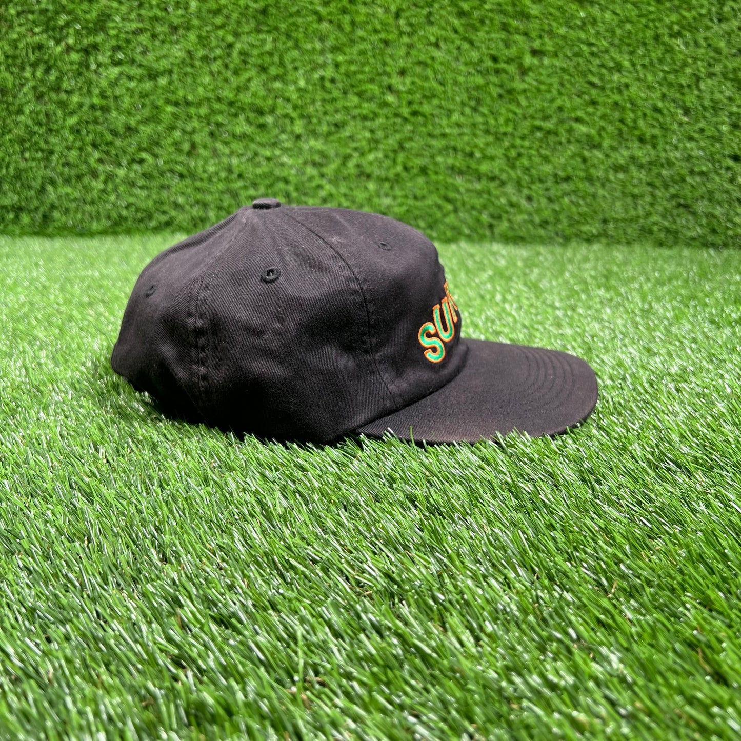 Supreme Black Stepped Arc 6 Panel Hat (2017) One Size USED x15839