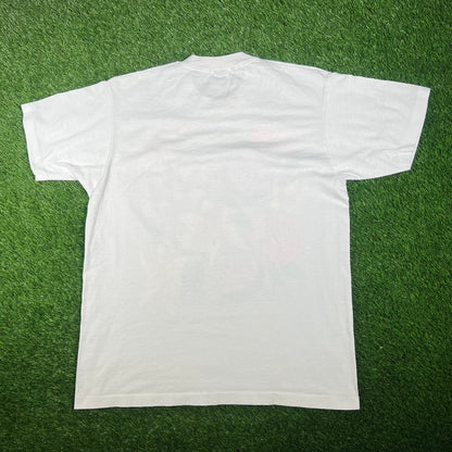 1991 Flower Puff Print White Tee Size XL USED v17603