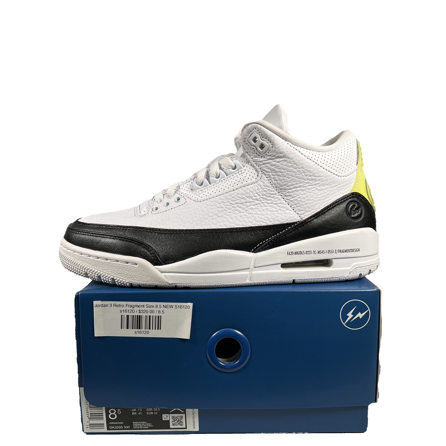 Jordan 3 Retro Fragment (2020) Size 8.5 NEW S16120