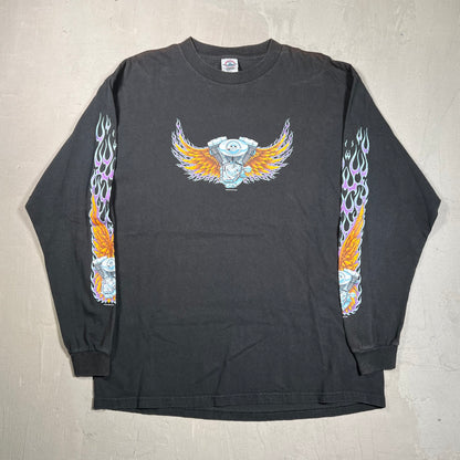 2002 Good Sport Wings Motorcycle Black Longsleeve Size Large USED v19450