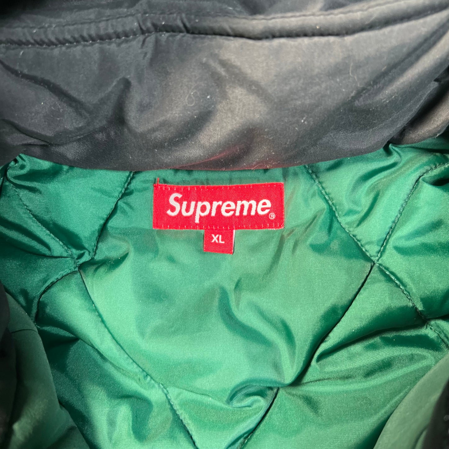 Supreme Puffy Hockey Pullover Green Hooded Jacket (2017) Size XL USED x16890