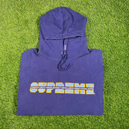 Supreme Collegiate Acronym Dark Royal Hoodie Size XL USED x15871