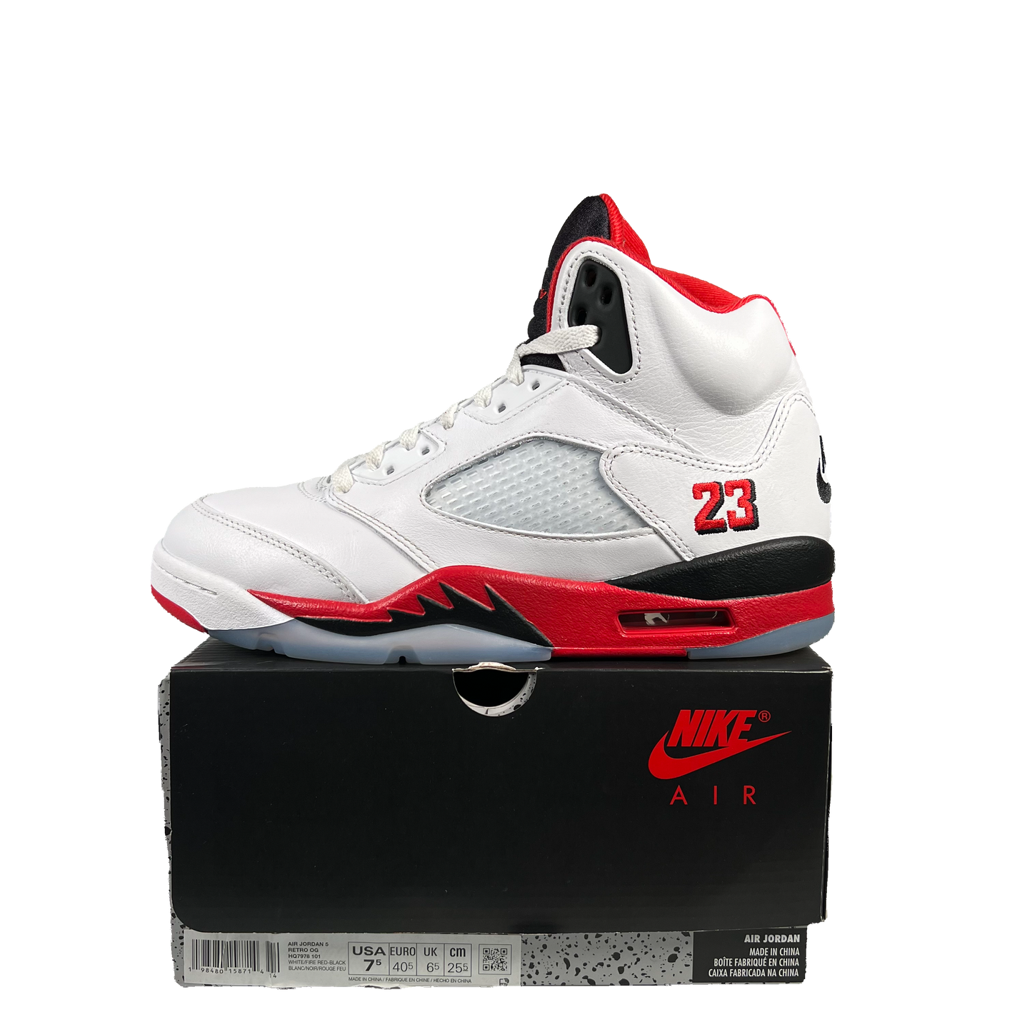 Jordan 5 Fire Red Black Tongue (2025) Size 7.5 USED s20051