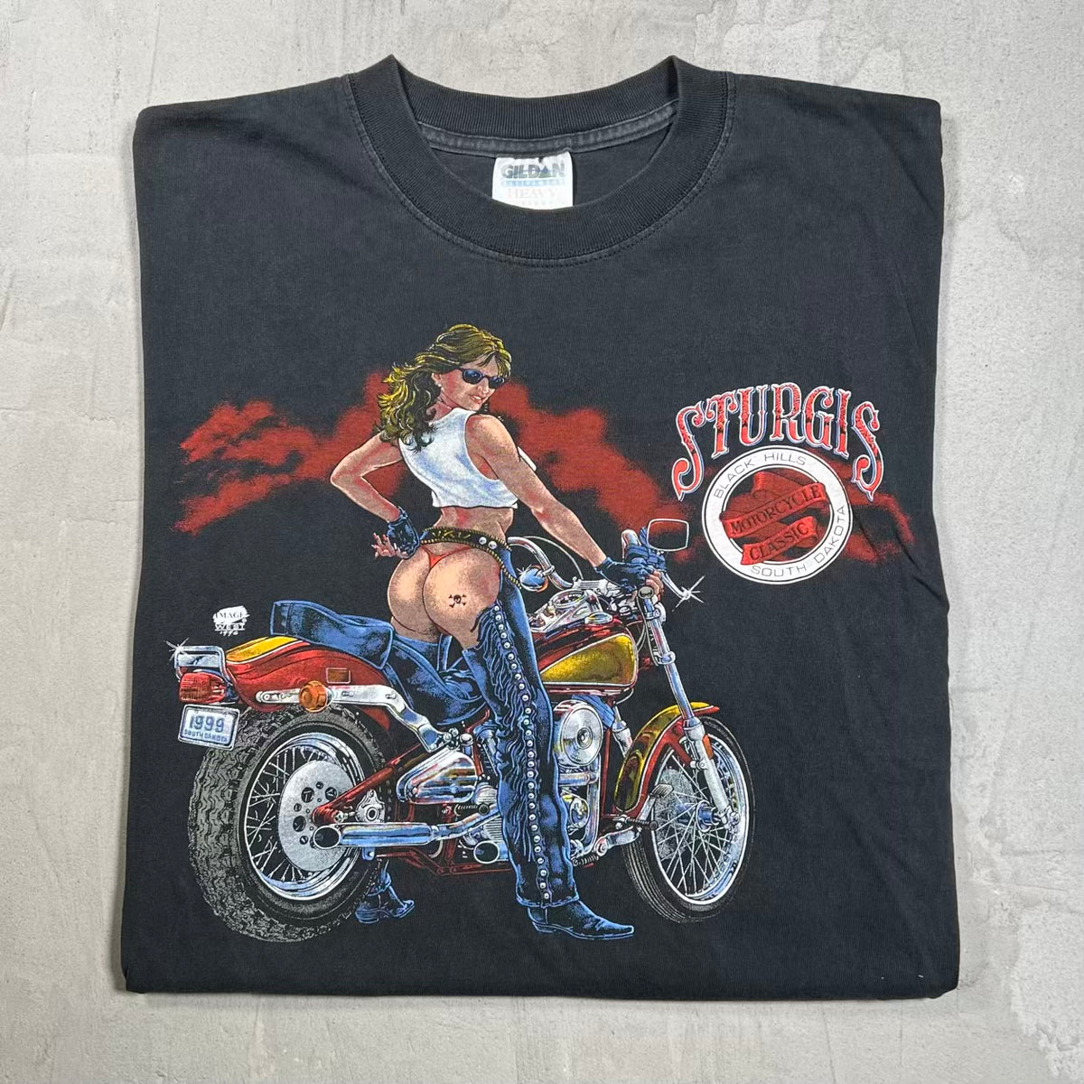 1999 Sturgis Black Hills Rally Black Tee Size Large USED s20261