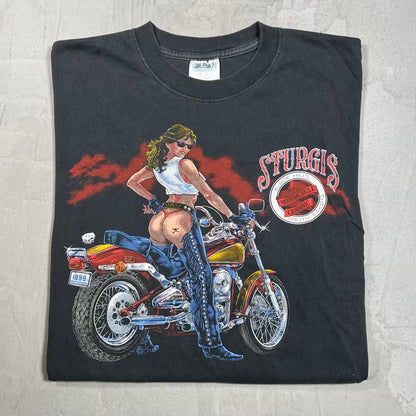 1999 Sturgis Black Hills Rally Black Tee Size Large USED s20261