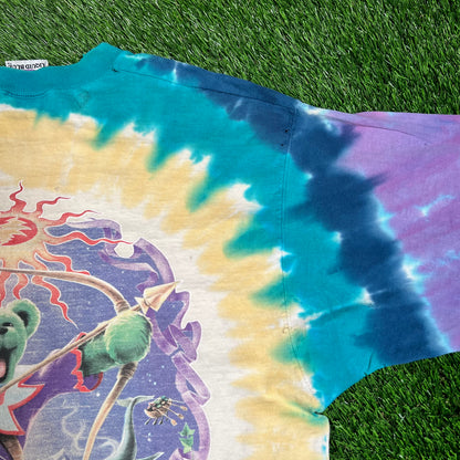 1998 Grateful Dead Bear Saint Stainglass Tie Dye Tee Size Large USED v16683
