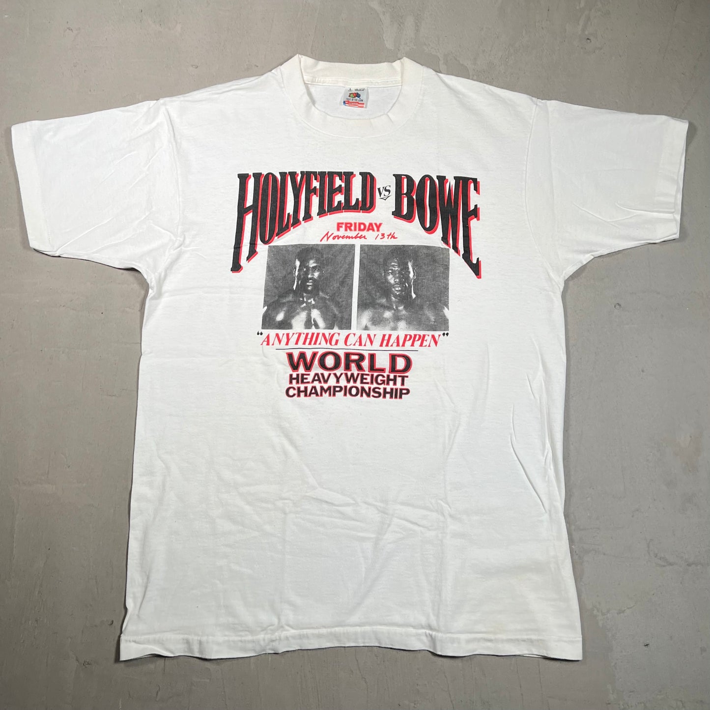 1992 Hollyfield vs Bowe White Tee Size Large USED v19518
