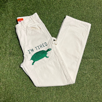 CPFM 2022 Im Tired White Double Knee Painters Pants Size 1 (32) USED