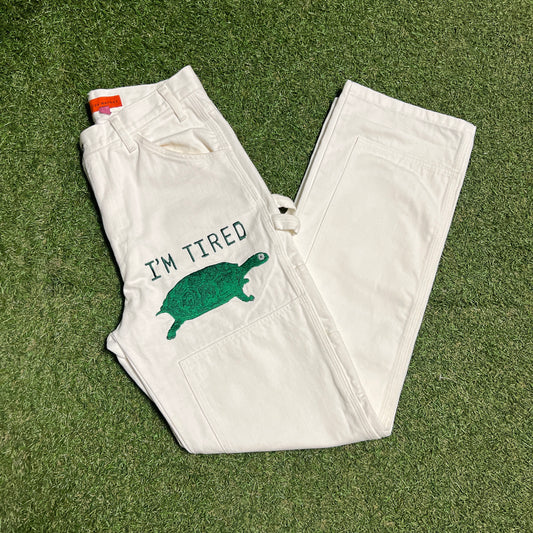 CPFM 2022 Im Tired White Double Knee Painters Pants Size 1 (32) USED