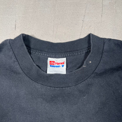 1990s Millennium is Coming Show Me Your Tits Black Tee Size XL USED v19029