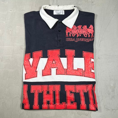 Vale Athletic Rugby Navy Longsleeve Polo Size Large USED x18925