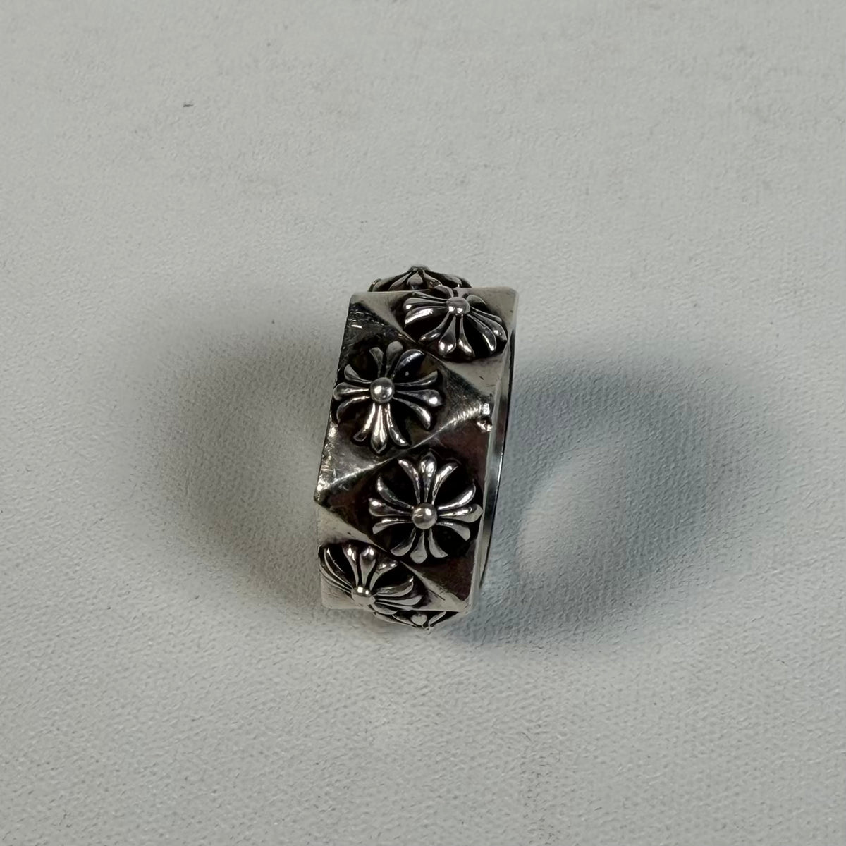 Chrome Hearts Pentagon Plus Cross Sterling Silver Ring Size 8 USED x18500