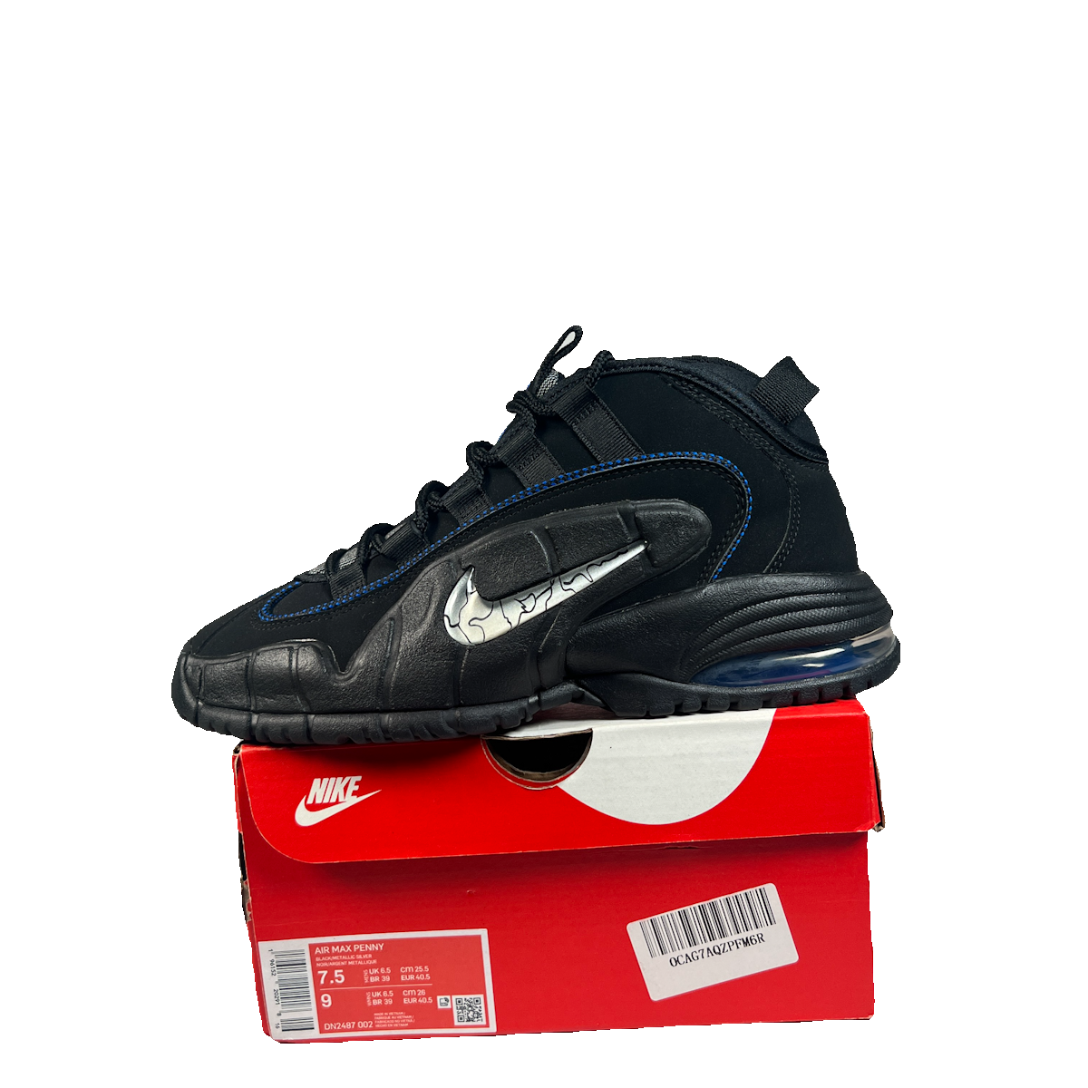 Nike Air Max Penny 1 All Star Black Metallic Silver (2022) Size 7.5 USED s23093