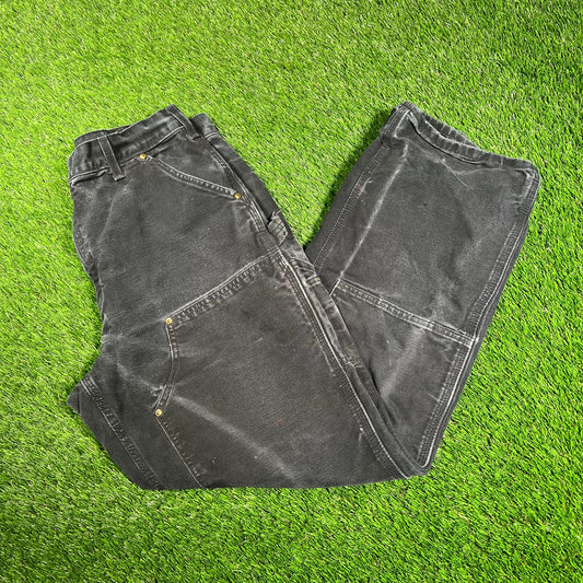 1990s Carhartt Double Knee Black Cargo Pants Size 34x32 USED v18101