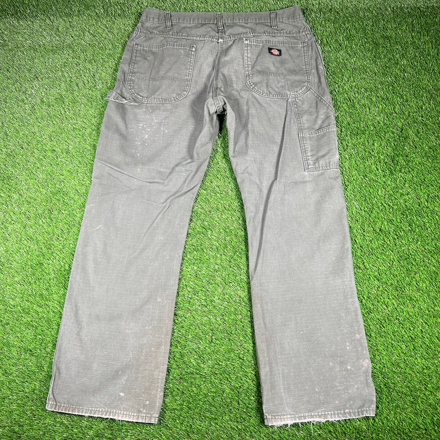 Dickies Relaxed Straight Work Wear Olive Pants Size 36x32 USED v16842